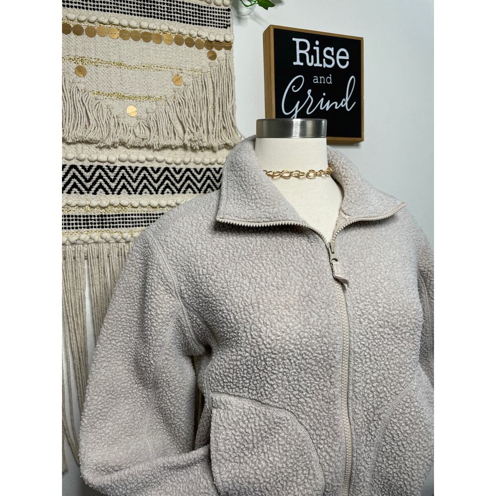 Everlane The ReNew Teddy Fleece Tan Bomber Womans Zipper Sweater S